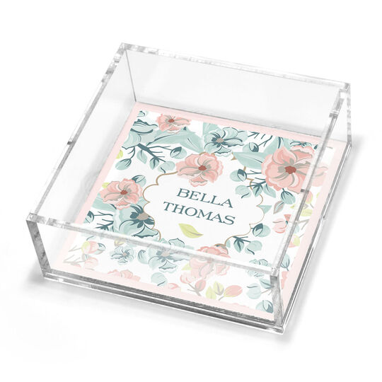 English Floral Vine Petite Lucite Trinket Tray